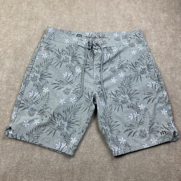 Travis Mathew Boardshorts Gray Floral Print Shorts Men’s Size Large - Picture 1 of 14